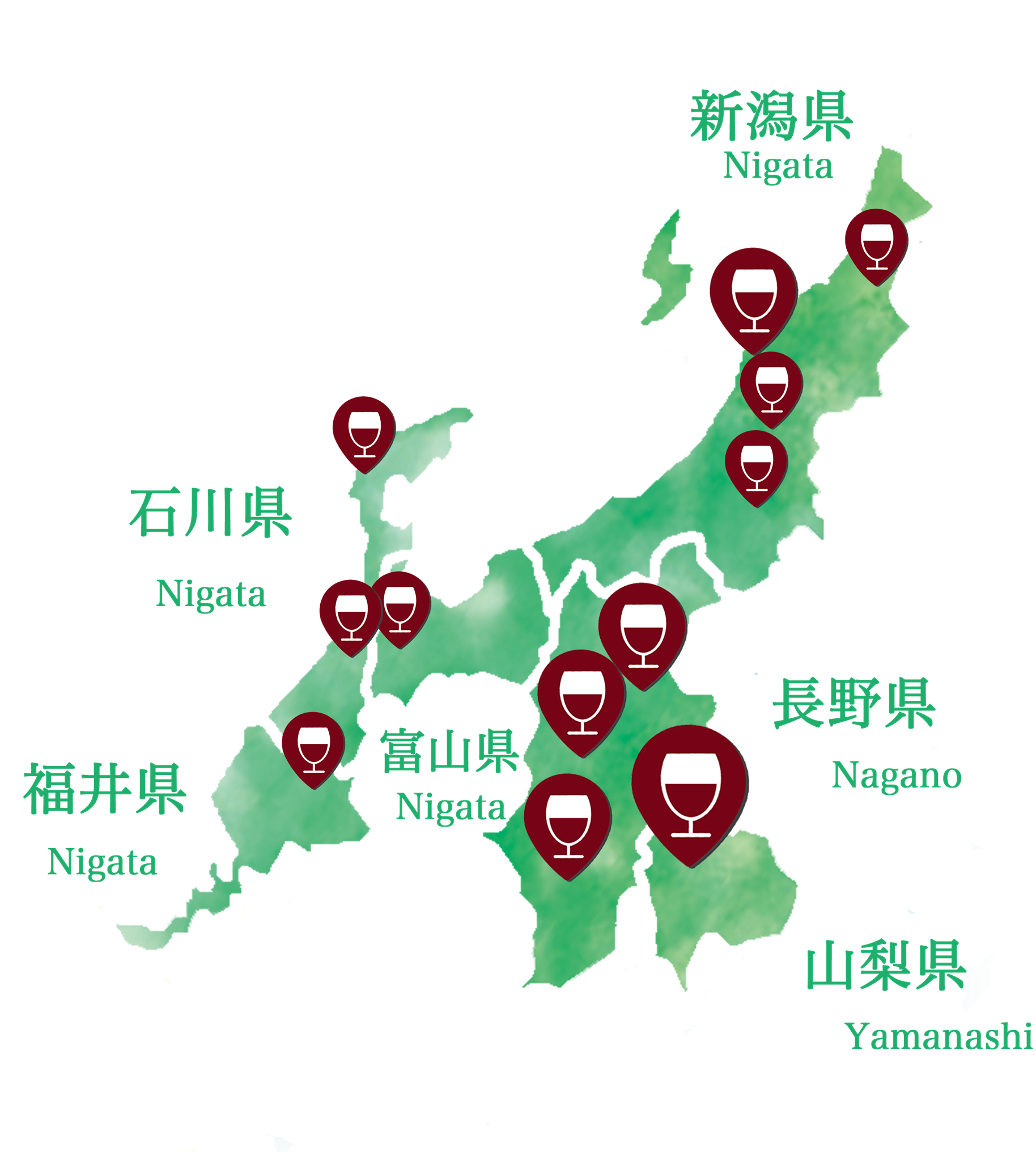 甲信越・北陸地方の地図