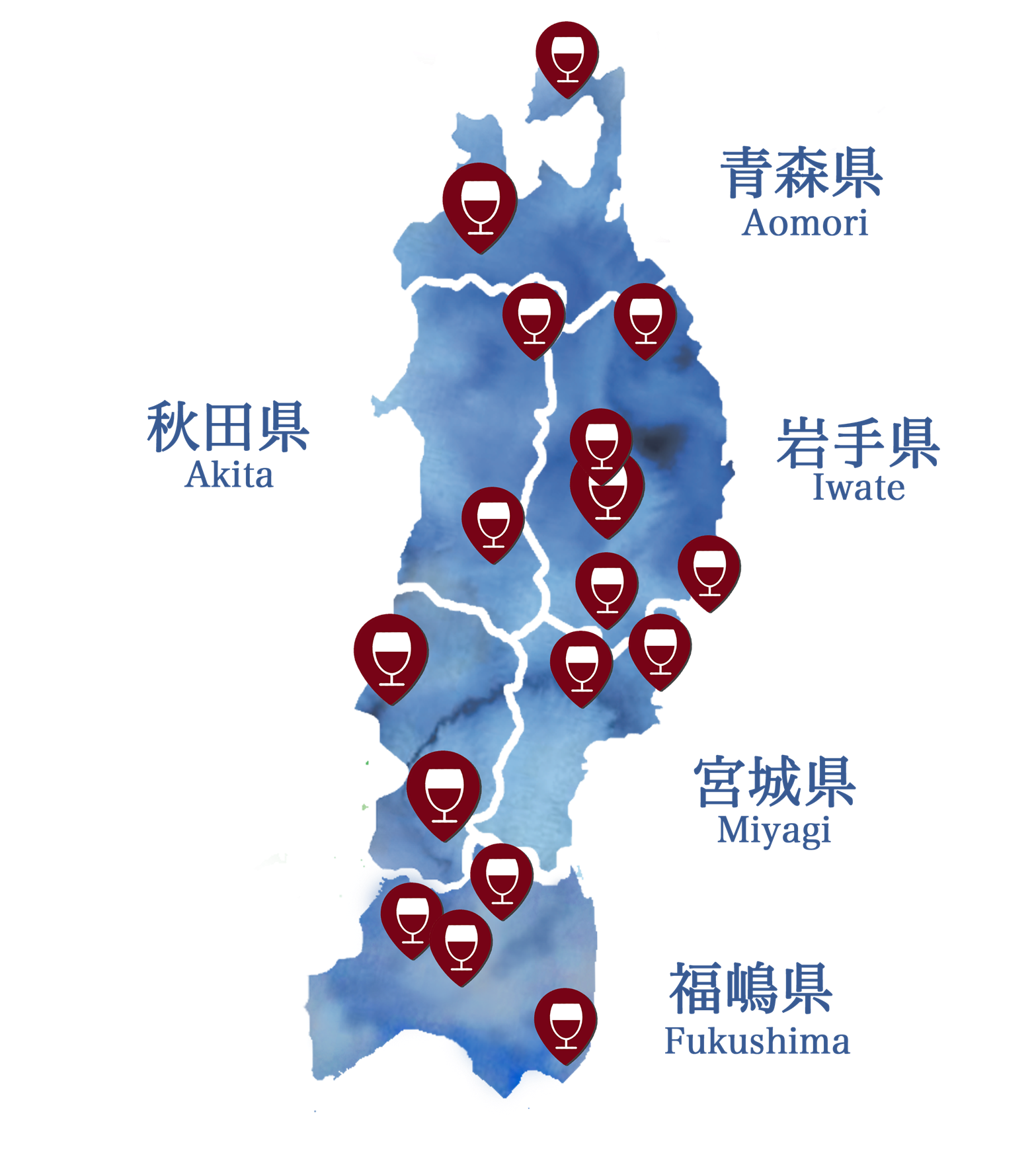 東北地方の地図